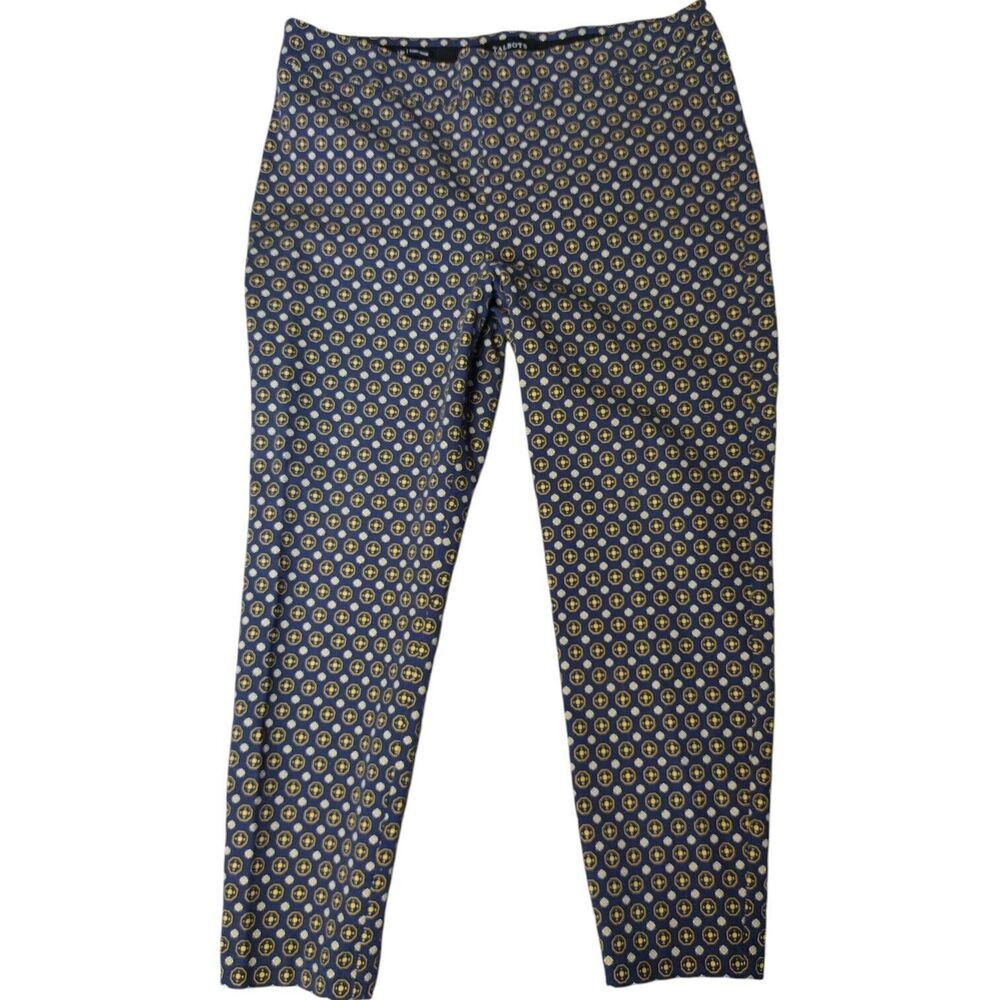 Talbots Essex Ankle Geo Print Pants Pull On Ankle Leg High-rise Size 14p Women's